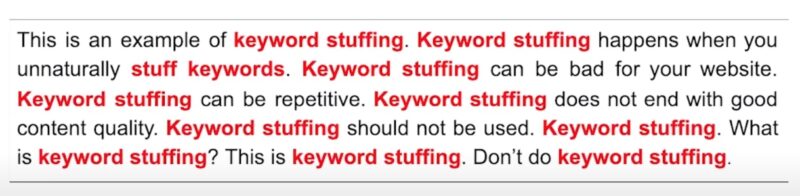 Example of Keyword Stuffing