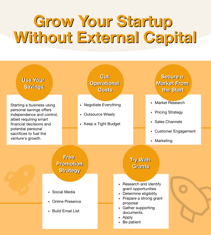 this infographic show how to grow your startup without external capital